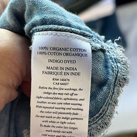 Faherty Dream Cotton Gauze Kasey Dress Indigo Wash Organic Cotton Size S - Picture 12 of 12